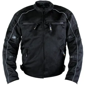 Xelement XS6557 Men's 'Troubled' Black All-Weather Mesh Motorcycle Biker Rider Jacket with X-Armor Protection