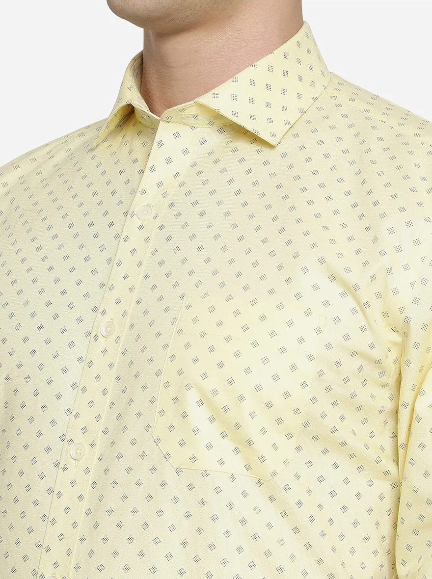 Yellow & Blue Printed Regular Fit Formal Shirt | Greenfibre