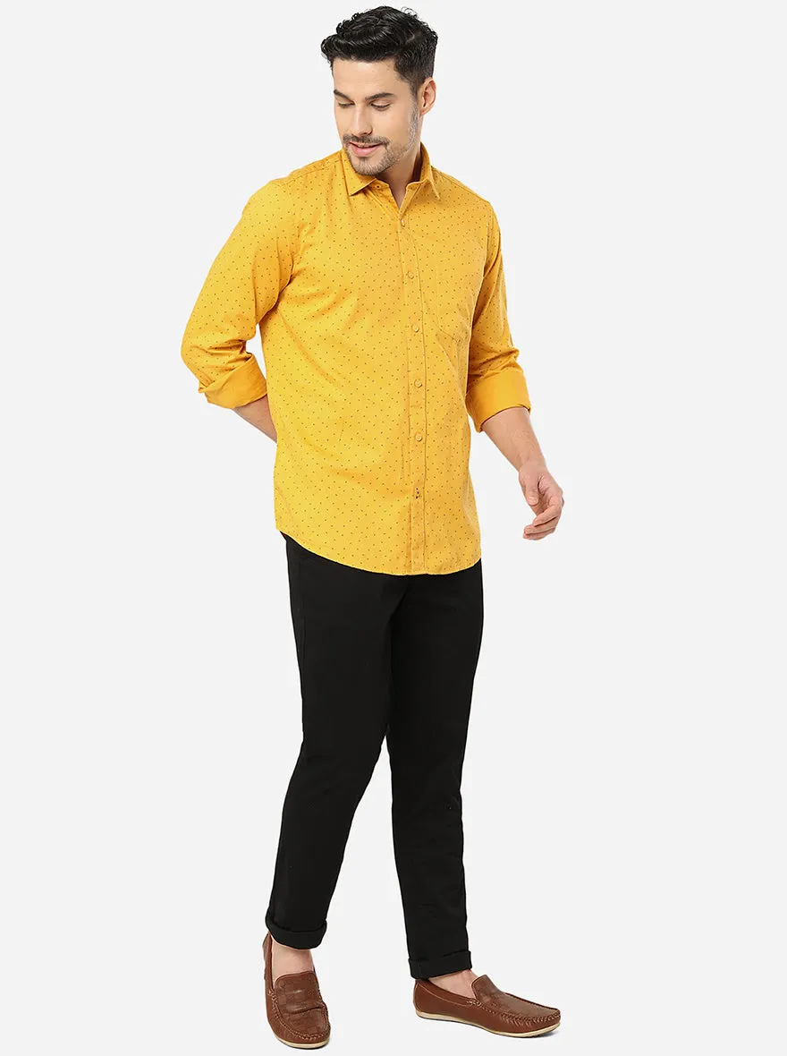 Yellow   Printed Slim Fit Casual Shirt | JadeBlue