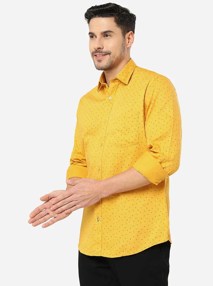 Yellow   Printed Slim Fit Casual Shirt | JadeBlue