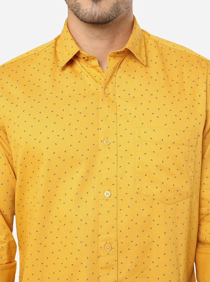 Yellow   Printed Slim Fit Casual Shirt | JadeBlue