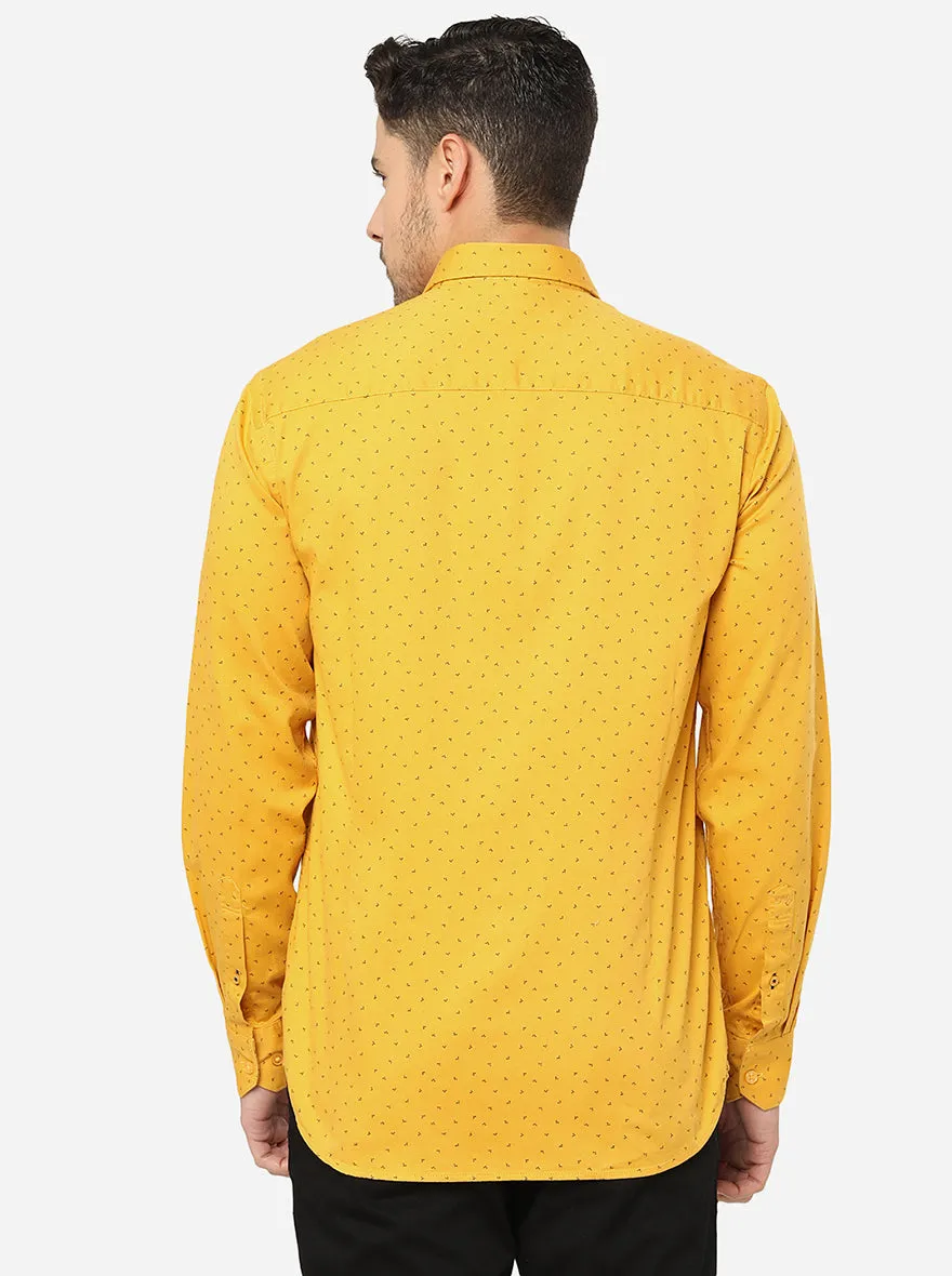 Yellow   Printed Slim Fit Casual Shirt | JadeBlue